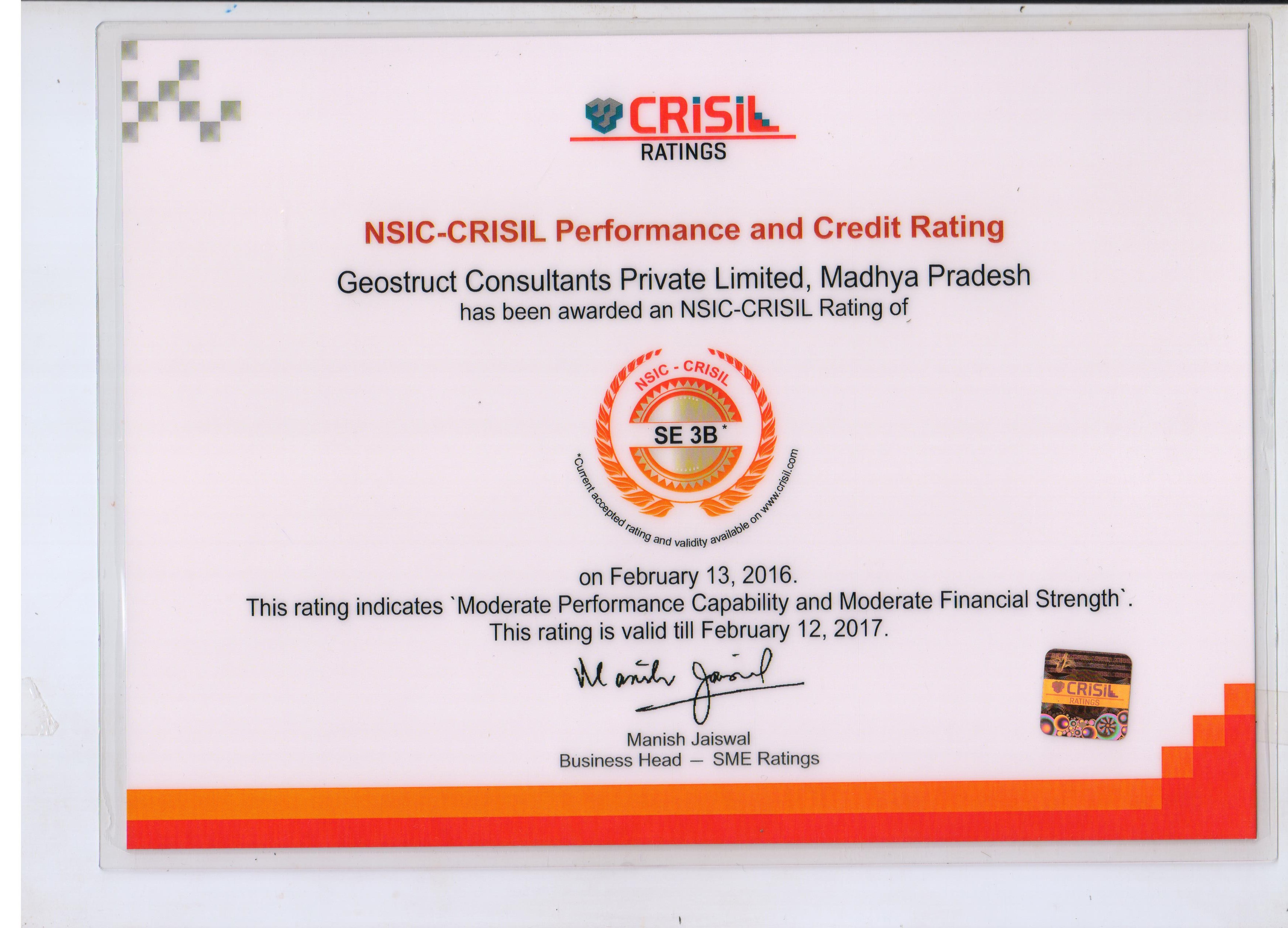 Crisil Rating Certificate